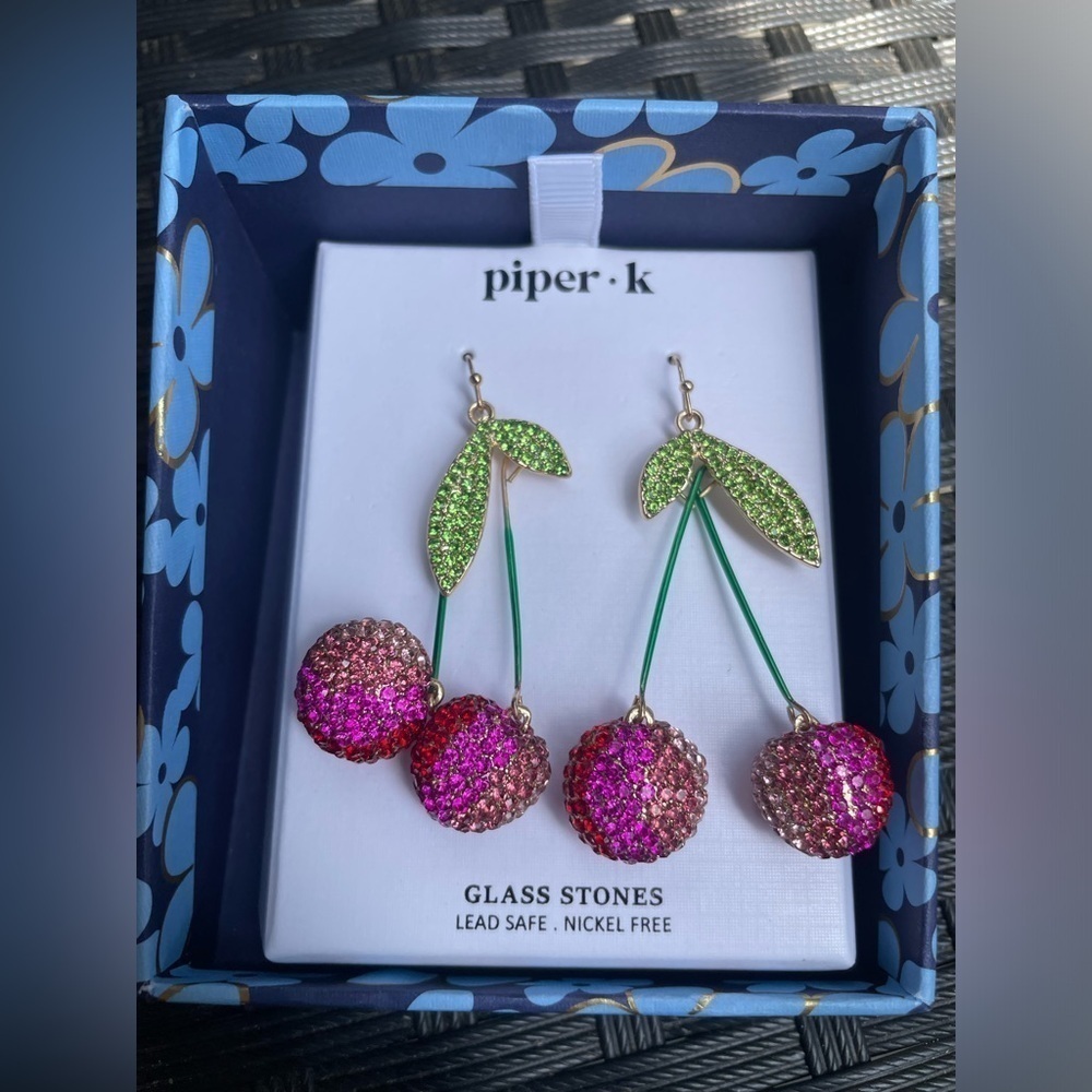 Piper K Cherry Dangle Earrings,Cherry Earrings,Piper K Earrings. - Picture 11 of 12